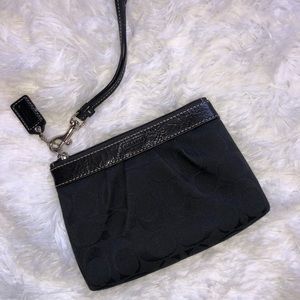 Coach wristlet-Canvas monogram with leather accent